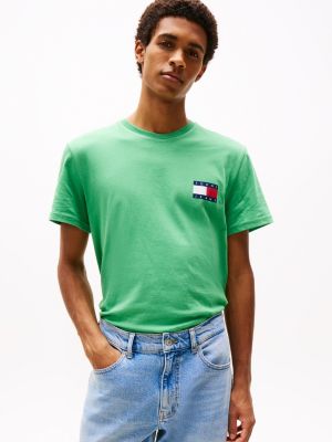 green wąski t-shirt z logo dla mężczyźni - tommy jeans