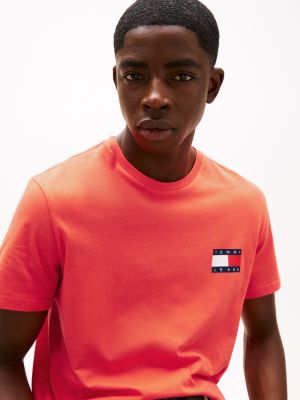 orange tommy badge slim fit t-shirt für herren - tommy jeans
