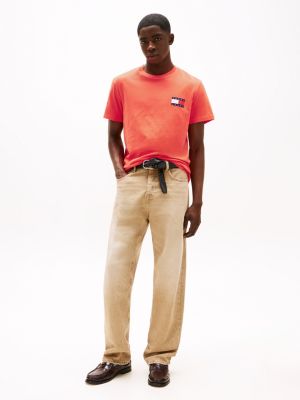 orange tommy badge slim fit t-shirt für herren - tommy jeans