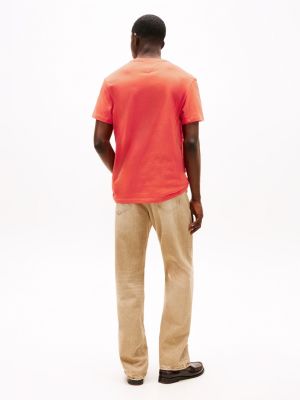 orange tommy badge slim fit t-shirt für herren - tommy jeans