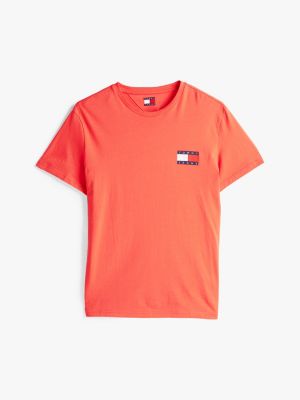 orange tommy badge slim fit t-shirt für herren - tommy jeans