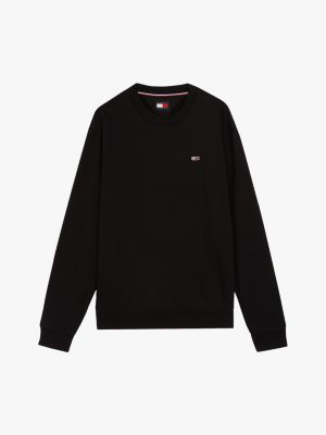 black brushed fleece sweatshirt for men tommy jeans