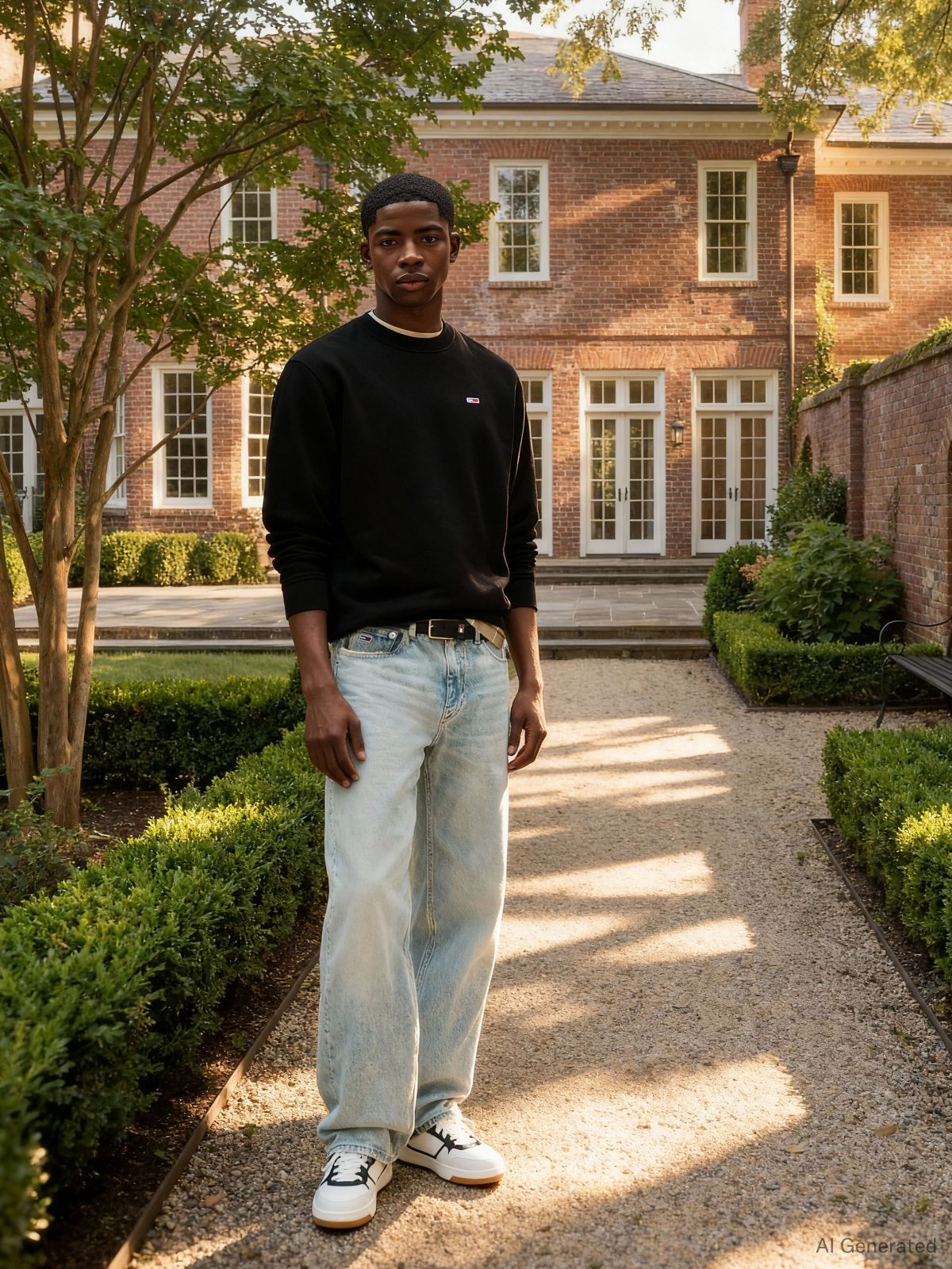 Tommy Flag Brushed Fleece Sweatshirt — Black