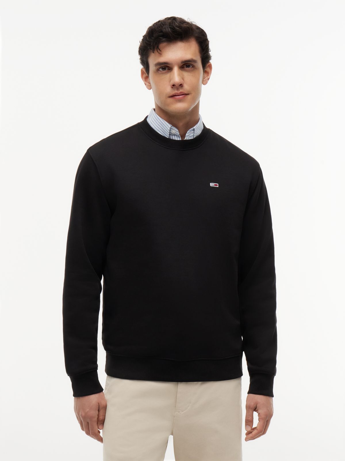 Tommy Flag Brushed Fleece Sweatshirt — Black