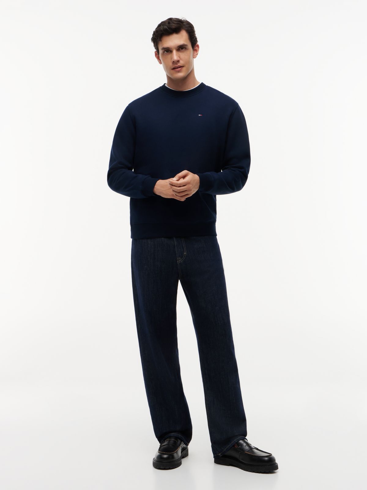 Tommy Flag Brushed Fleece Sweatshirt — Blue