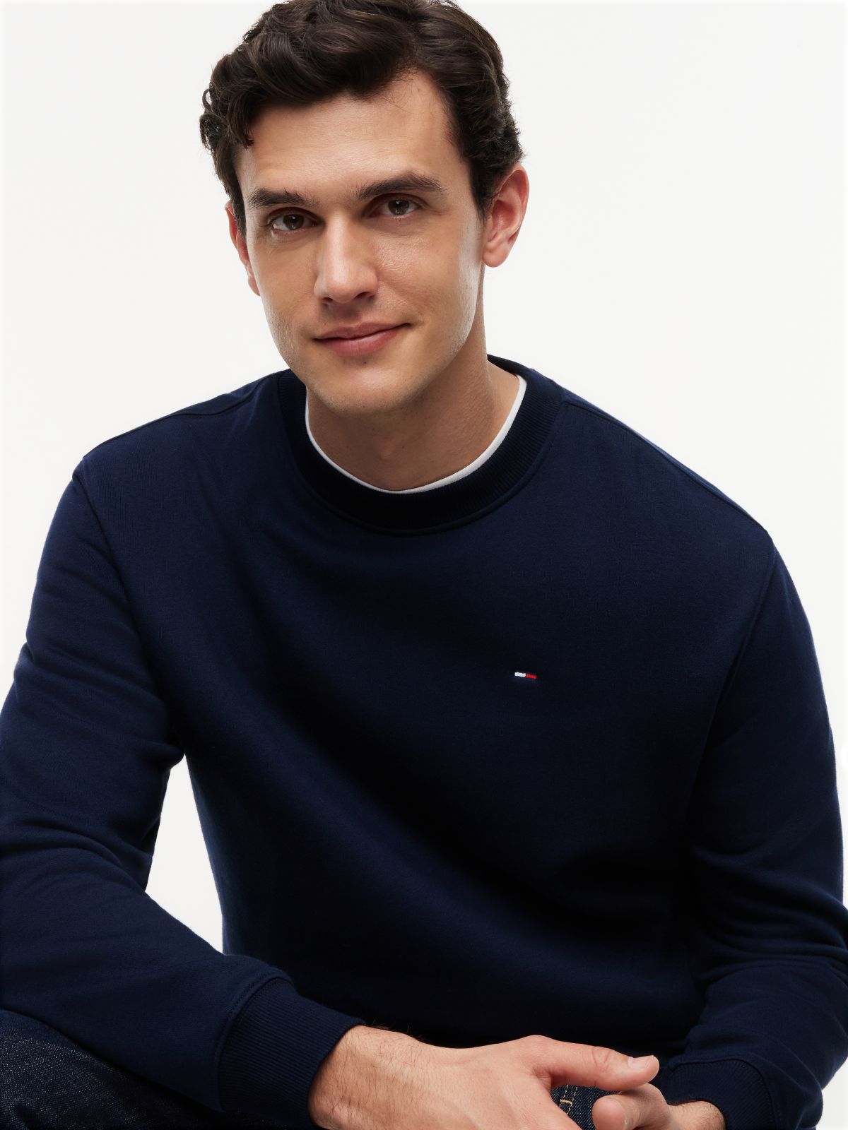 Tommy Flag Brushed Fleece Sweatshirt — Blue