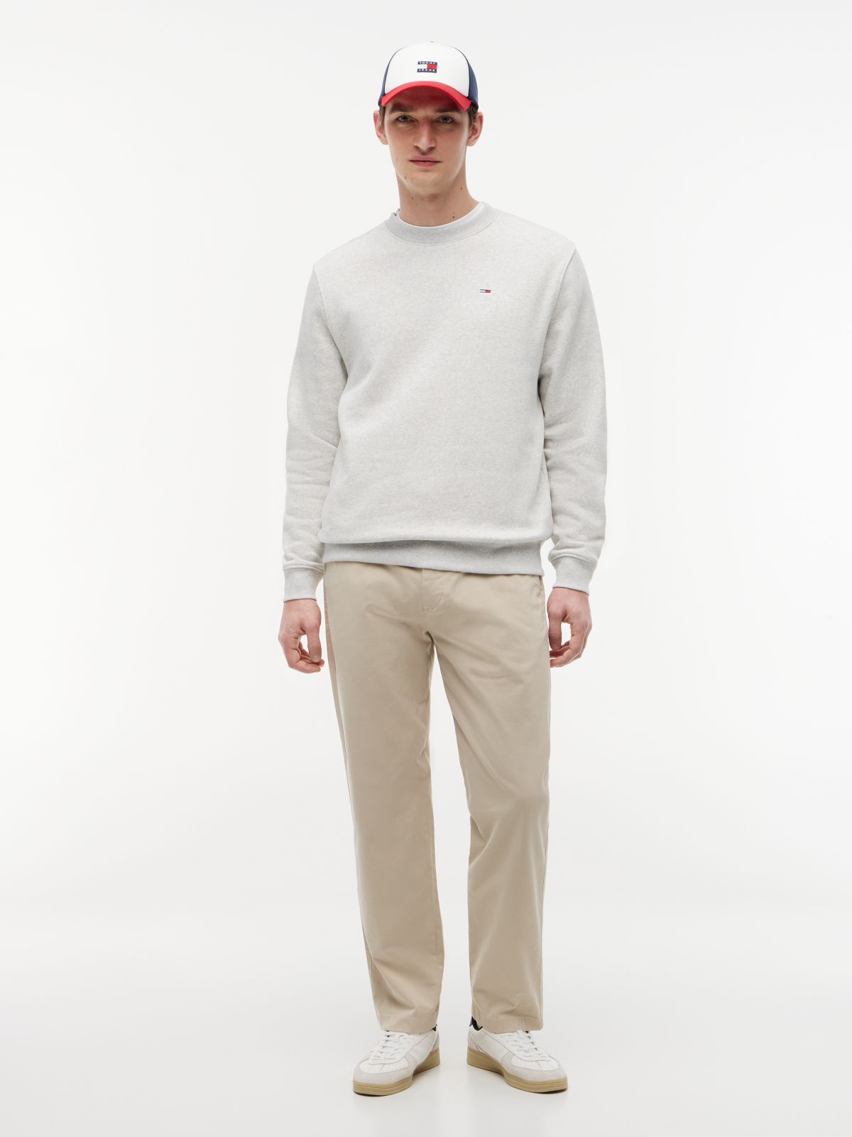 Tommy Flag Brushed Fleece Sweatshirt — Grey
