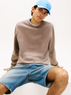 Tommy Flag Brushed Fleece Sweatshirt — Grey 2