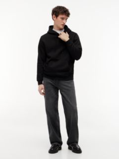 Flag Embroidery Fleece Drawstring Hoody — Black 2