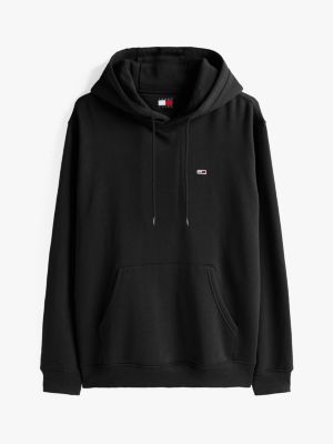 black brushed fleece hoody for men tommy jeans