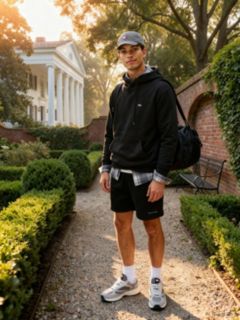 Flag Embroidery Fleece Drawstring Hoody — Black 5