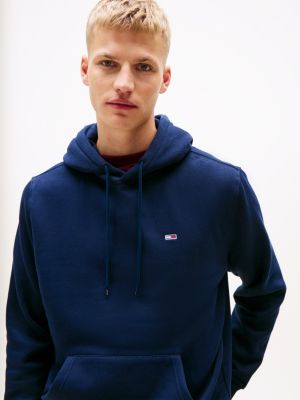 sweat à capuche en molleton brossé bleu pour hommes tommy jeans