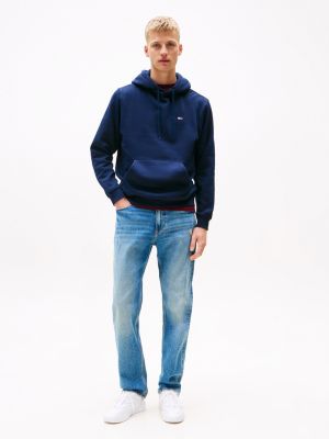 sweat à capuche en molleton brossé bleu pour hommes tommy jeans