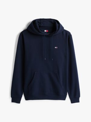 sweat à capuche en molleton brossé bleu pour hommes tommy jeans