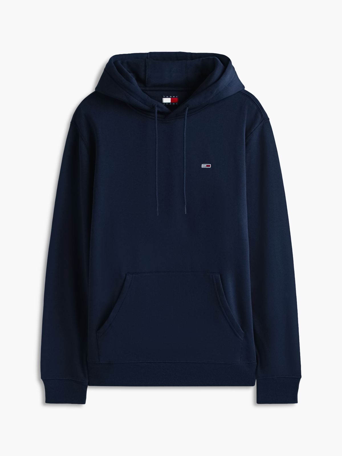 Flag Embroidery Fleece Drawstring Hoody — Blue