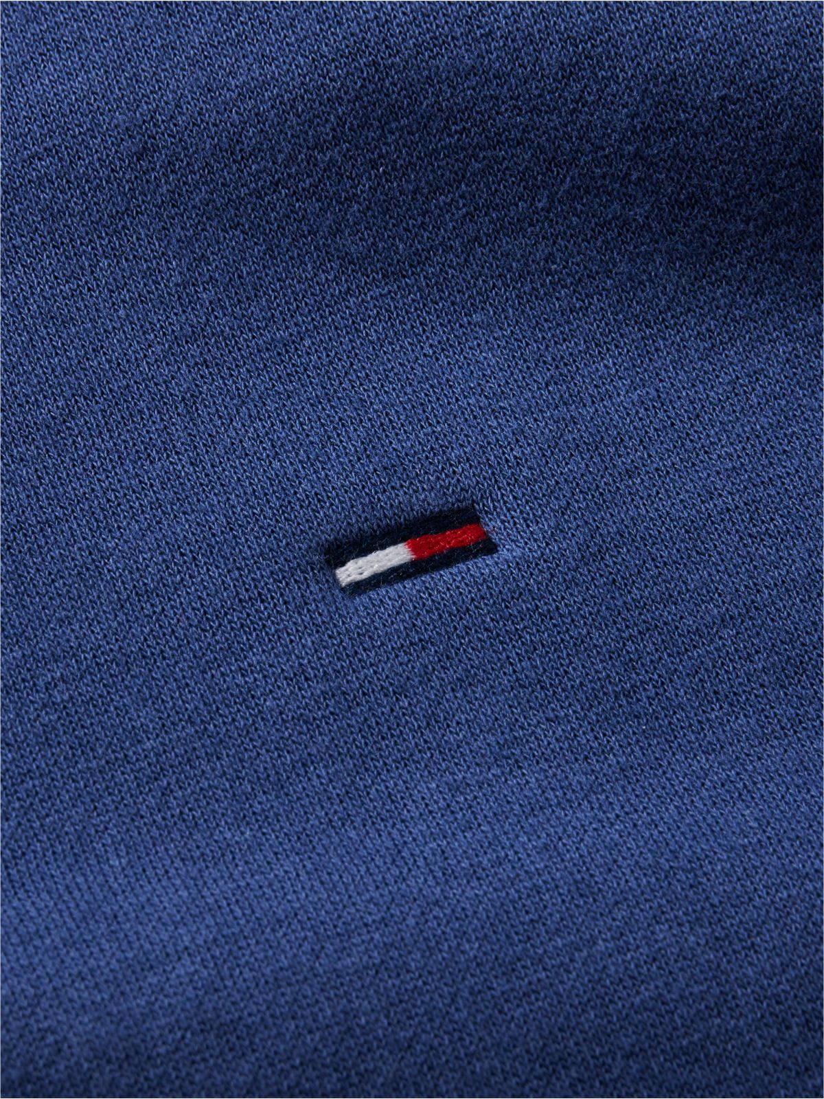 Flag Embroidery Fleece Drawstring Hoody — Blue