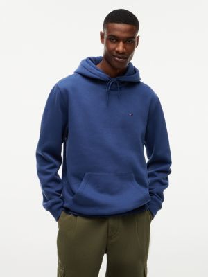 blue flag embroidery fleece drawstring hoody for men tommy jeans