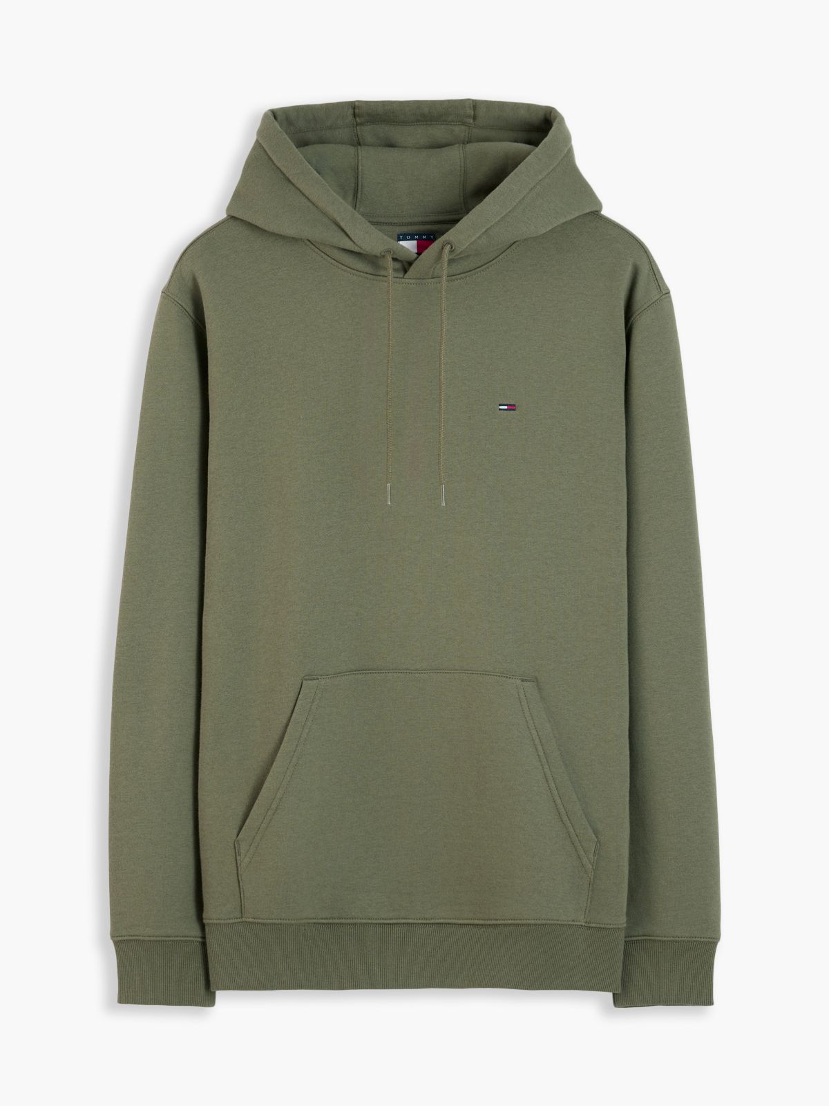 Flag Embroidery Fleece Drawstring Hoody — Green