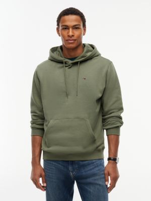 green flag embroidery fleece drawstring hoody for men tommy jeans