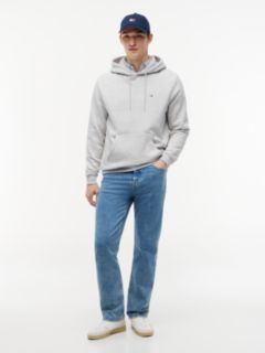 Flag Embroidery Fleece Drawstring Hoody — Grey 2