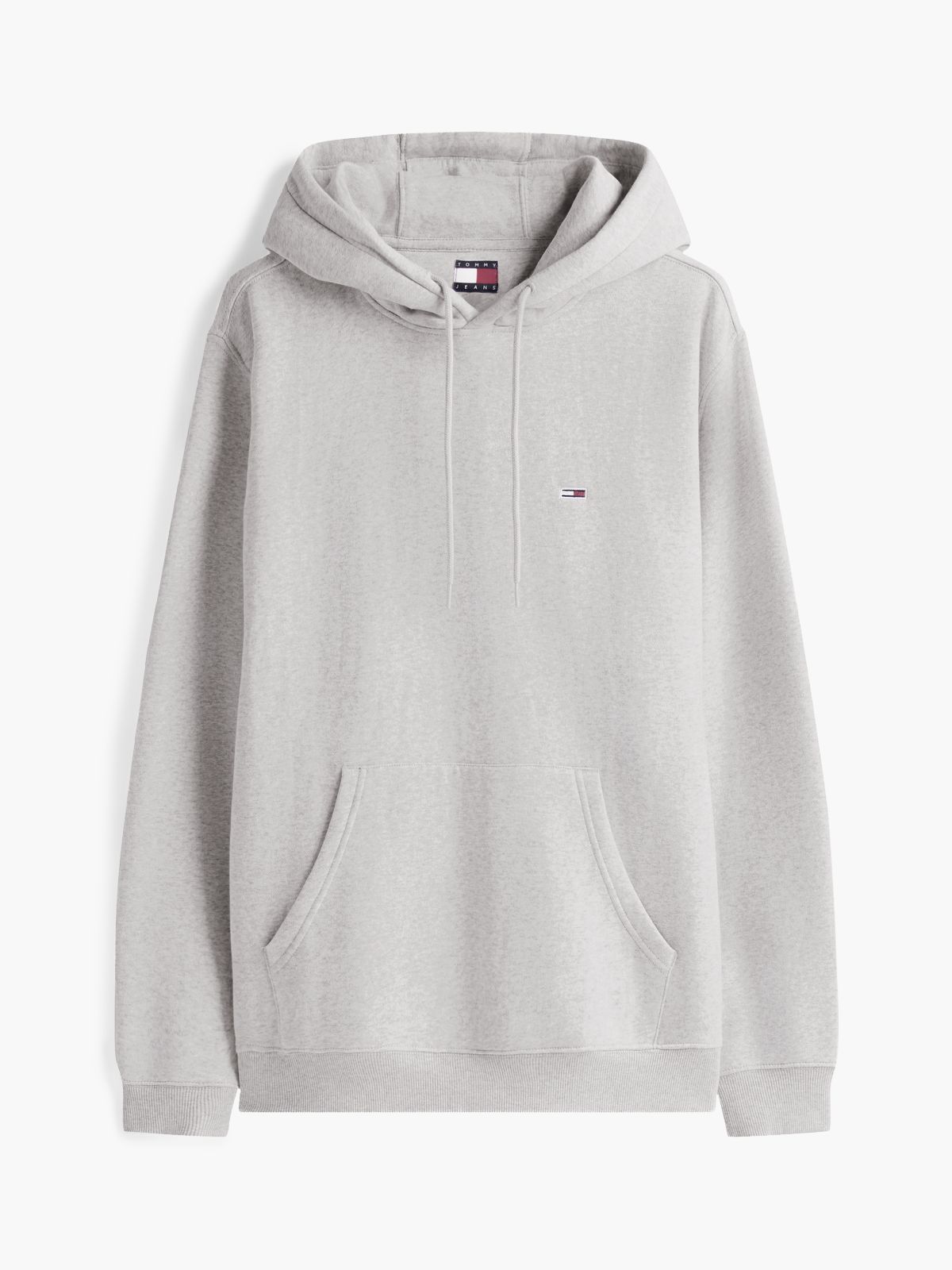 Flag Embroidery Fleece Drawstring Hoody — Grey