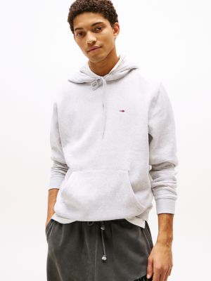 sweat à capuche en molleton brossé grey pour hommes tommy jeans