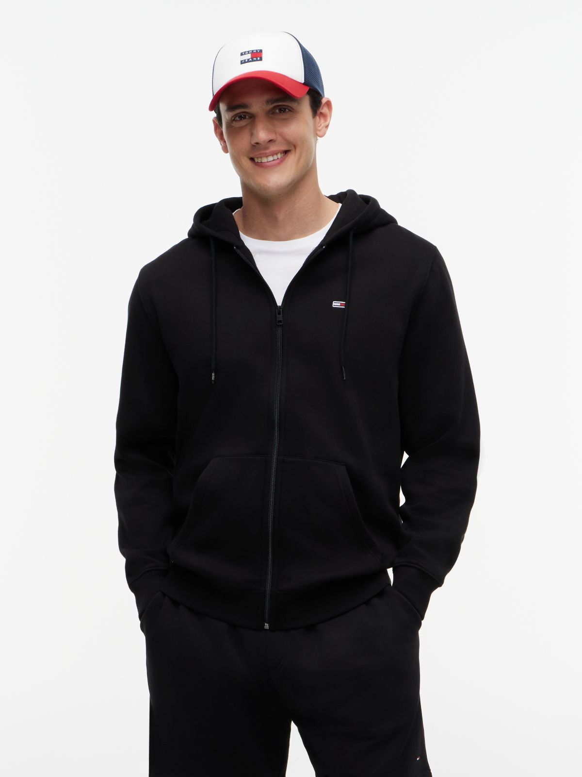 Brushed Fleece Zip-Thru Hoody — Black