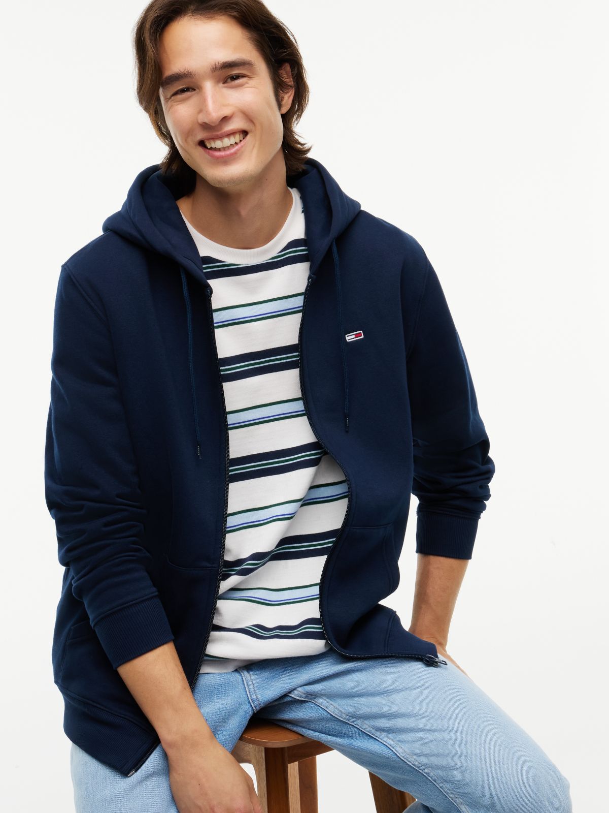 Brushed Fleece Zip-Thru Hoody — Blue