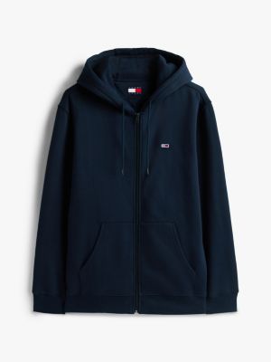 blau reißverschluss-hoodie aus gebürstetem fleece für herren - tommy jeans