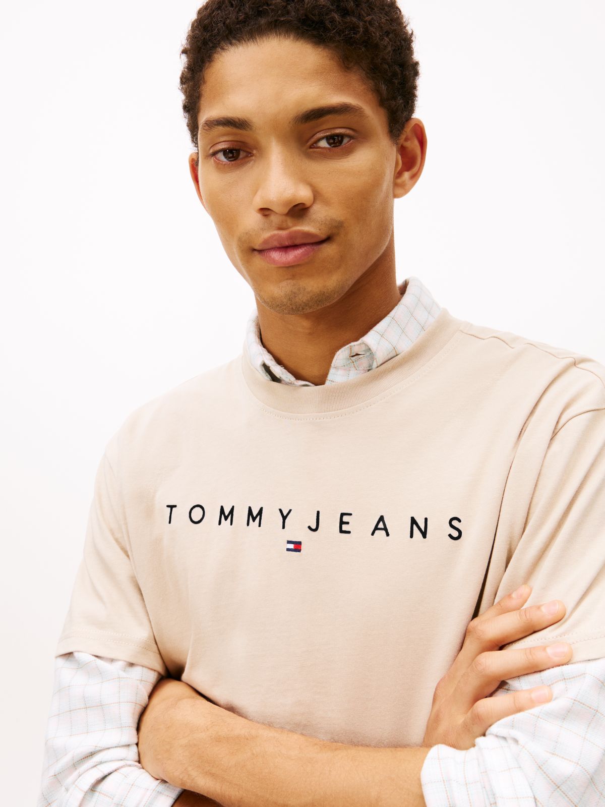 Linear Logo Jersey T-Shirt — Beige