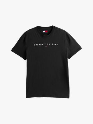 t-shirt à logo brodé noir pour hommes tommy jeans