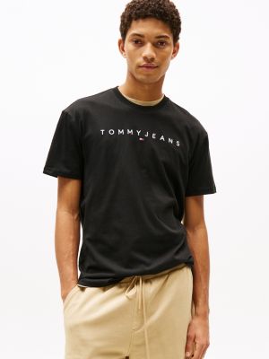 t-shirt con logo ricamato black da uomini tommy jeans