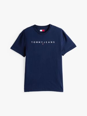 blauw t-shirt met geborduurd logo voor heren - tommy jeans