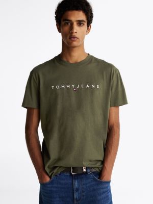 green logo embroidery t-shirt for men tommy jeans