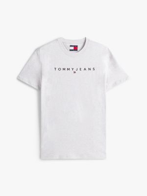 grey logo embroidery t-shirt for men tommy jeans