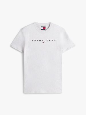 grey linear logo embroidery t-shirt for men tommy jeans