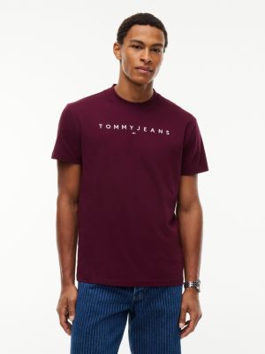 purple linear logo jersey t-shirt for men tommy jeans