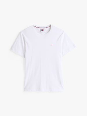 weiß t-shirt mit aufgesticktem logo für herren - tommy jeans