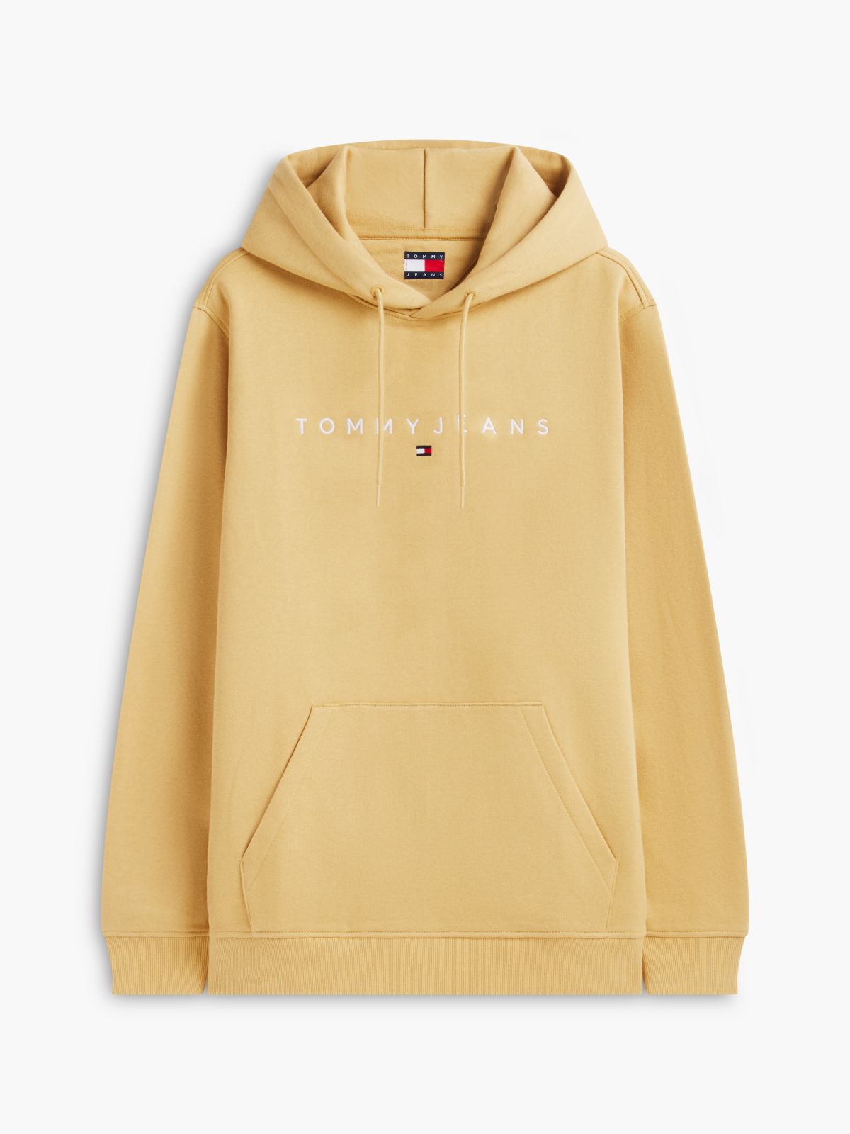 Linear Logo Fleece Drawstring Hoody — Beige