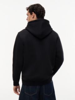 Linear Logo Fleece Drawstring Hoody — Black 4