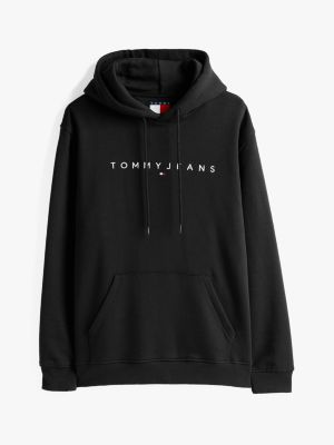 black logo drawstring hoody for men tommy jeans