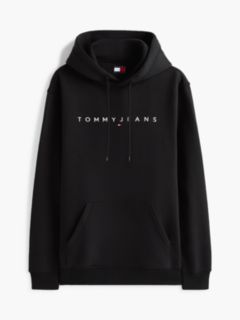Linear Logo Fleece Drawstring Hoody — Black 6