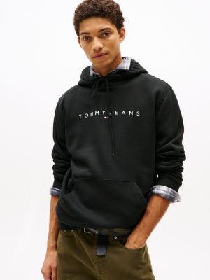 black logo drawstring hoody for men tommy jeans