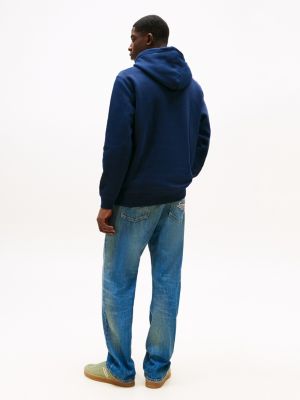 blue logo drawstring hoody for men tommy jeans