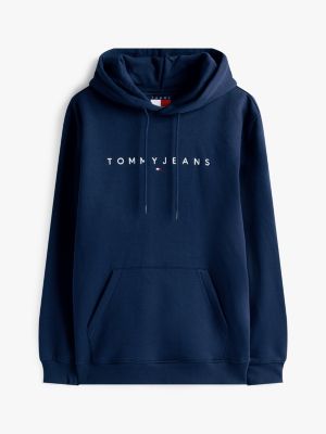 blue logo drawstring hoody for men tommy jeans