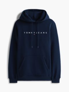 Linear Logo Fleece Drawstring Hoody — Blue 6