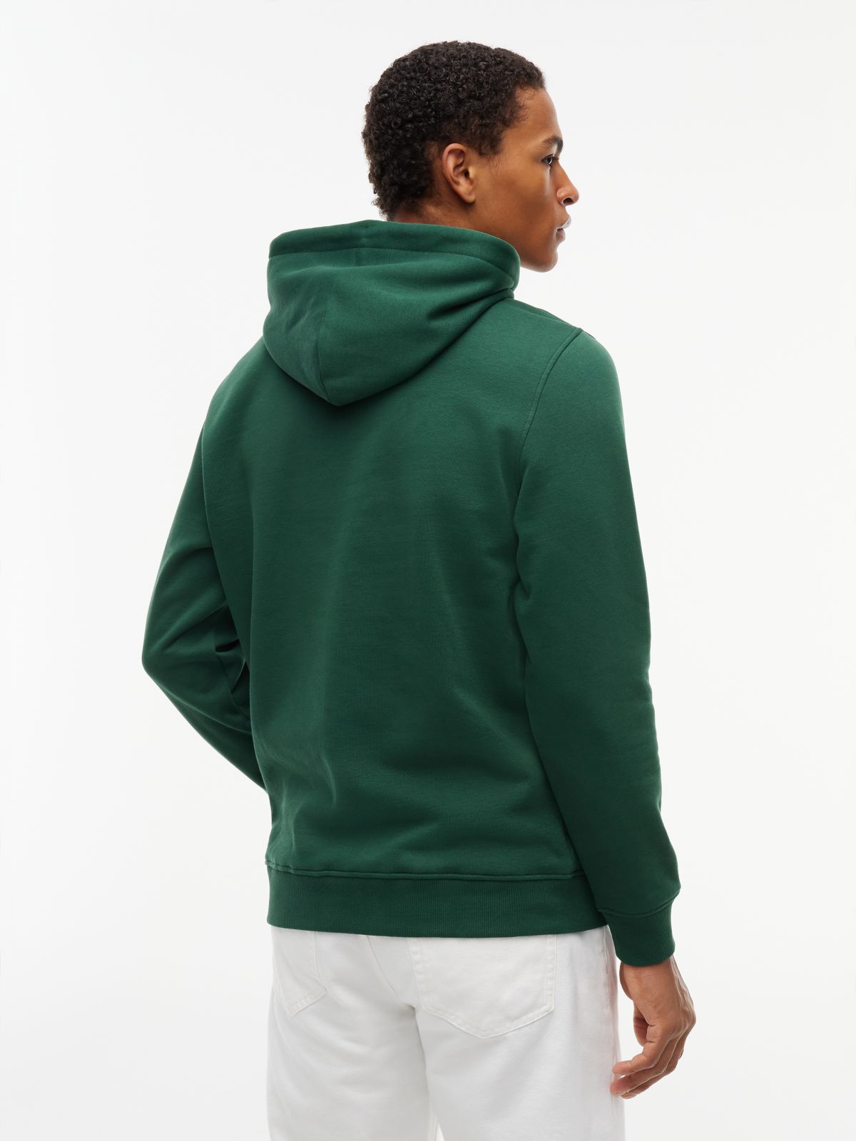 Linear Logo Fleece Drawstring Hoody — Green