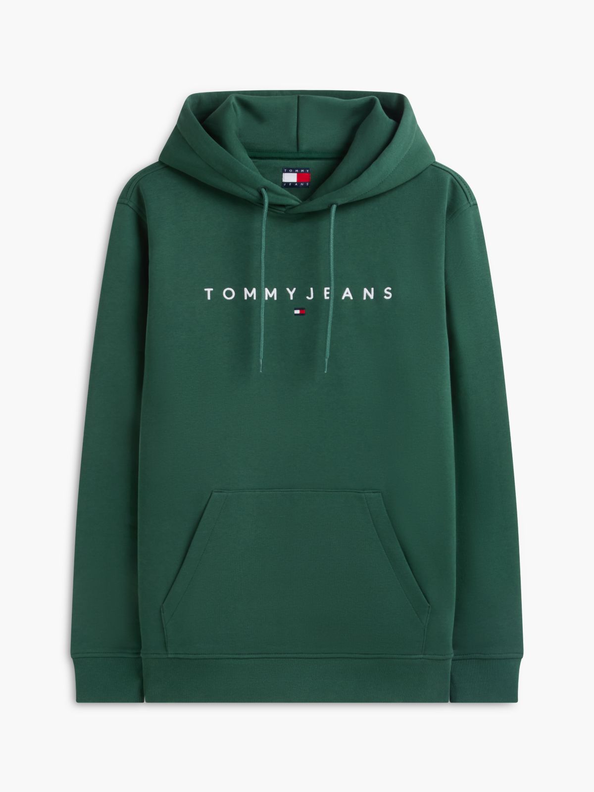 Linear Logo Fleece Drawstring Hoody — Green