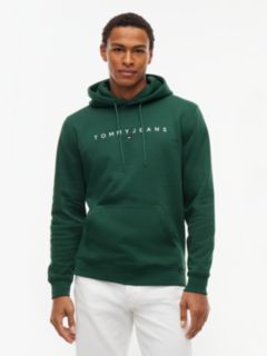 Linear Logo Fleece Drawstring Hoody — Green 1