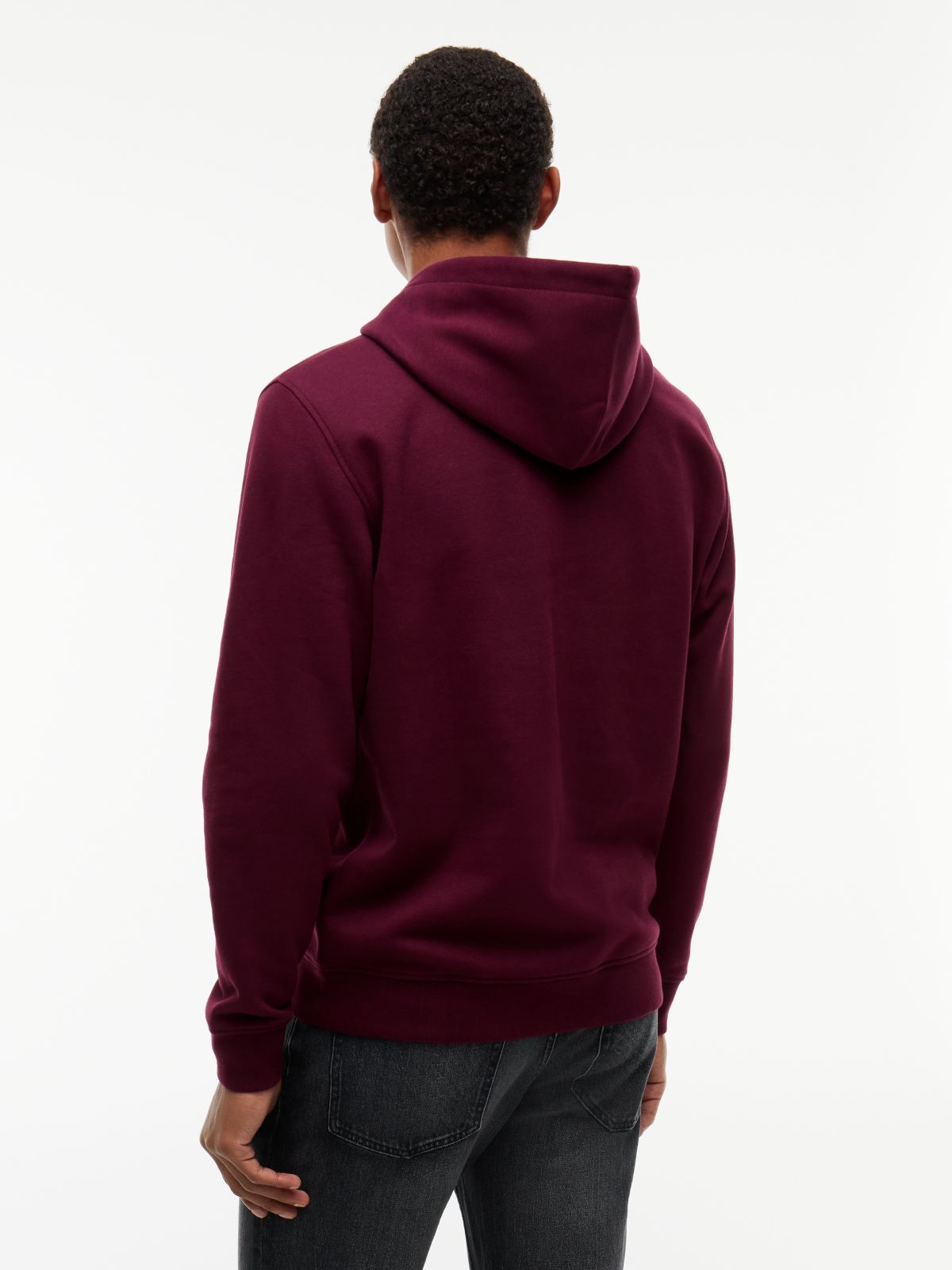 Linear Logo Fleece Drawstring Hoody — Purple
